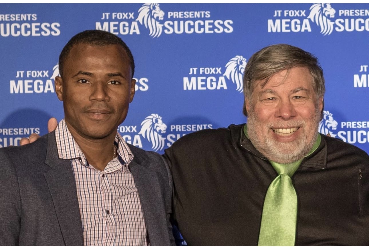 Junior Ceranor Nelson with Steve Wozniak at JT Foxx Mega Success, Los Angeles