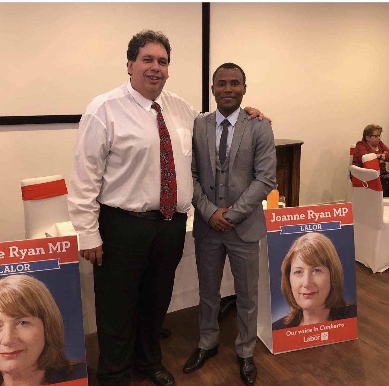 Junior Ceranor Nelson with Joanne Ryan MP and Shayne Neumann MP, Melbourne 2019